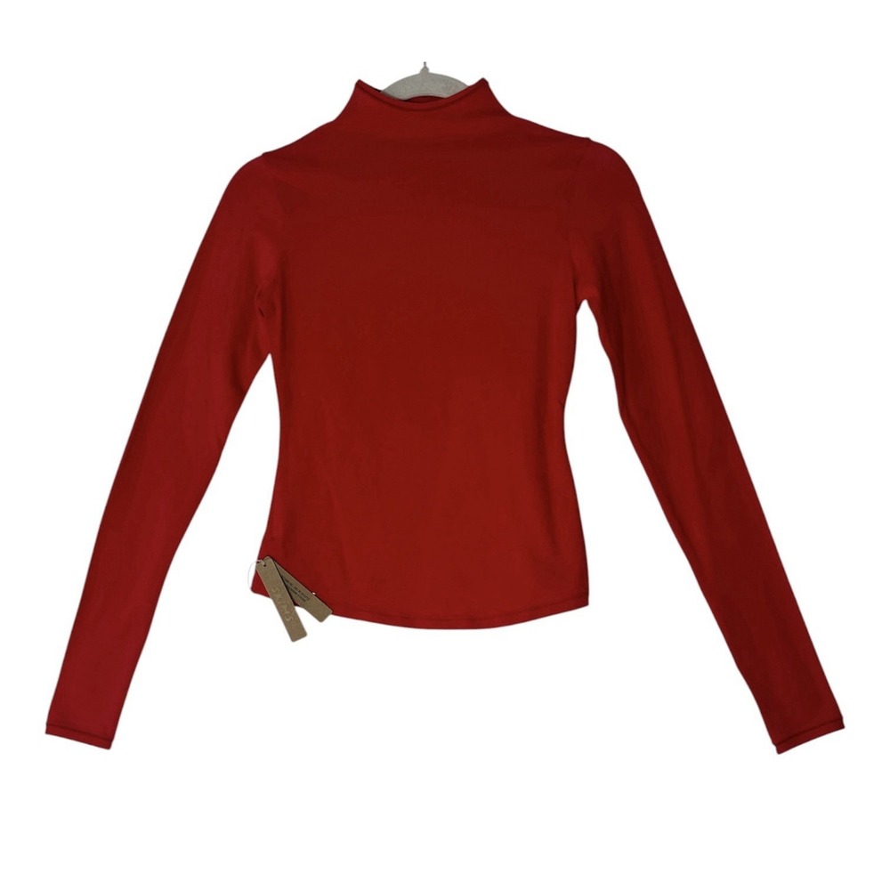 New Skims Cotton Jersey Turtleneck Top Women's Small Long Sleeve Red Stretch